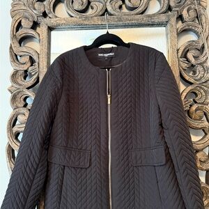 Karl Lagerfeld Black Chevron Quilted Women's Puffer Coat